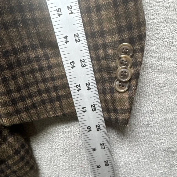 Columbo Cashmere & Mink Sport Coat‎ 46L Brown Check Plaid Blazer Arnold Brant